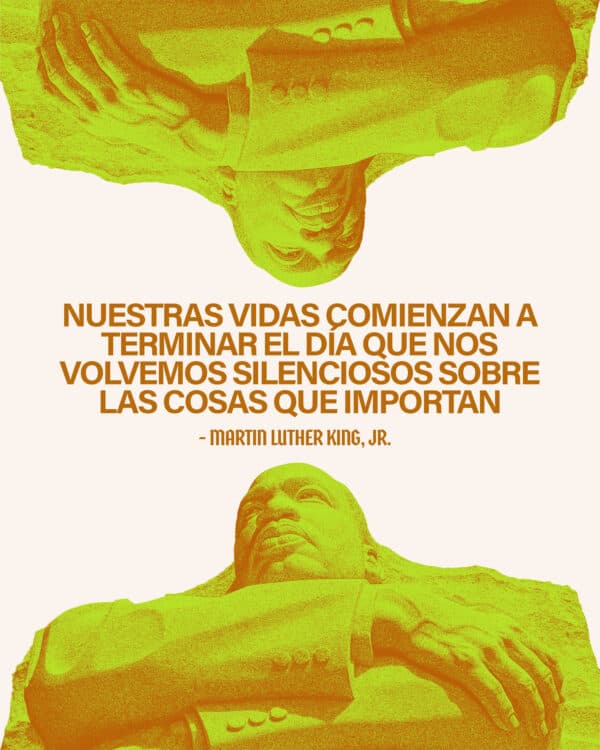 Nuestras vidas comienzan a terminar el día que nos volvemos silenciosos sobre las cosas que importan. - Martin Luther King, Jr.