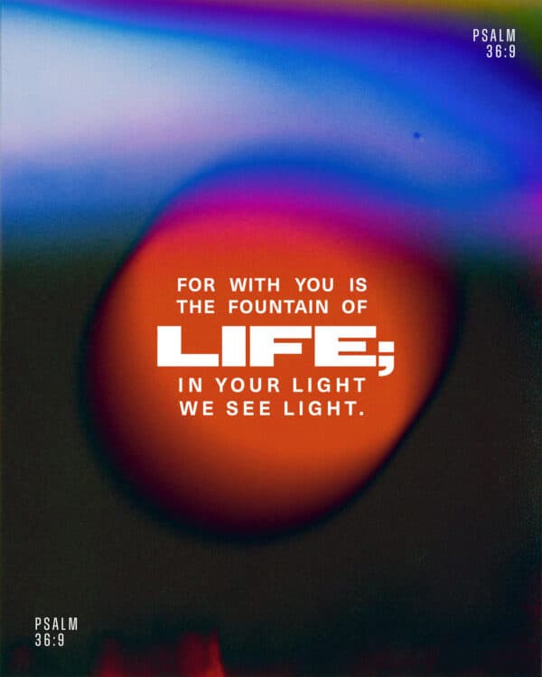 For with you is the fountain of life; in your light we see light. - Psalm 36:9