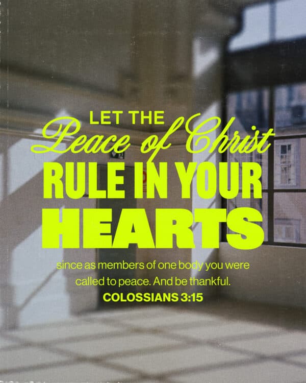Let the peace of Christ rule in your hearts, since as members of one body you were called to peace. And be thankful. - Colossians 3:15