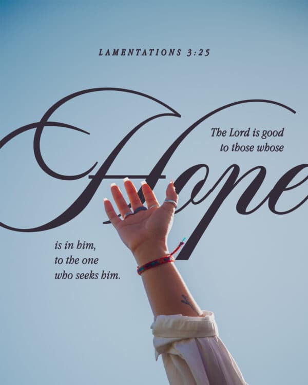 The Lord is good to those whose hope is in him, to the one who seeks him. - Lamentations 3:25