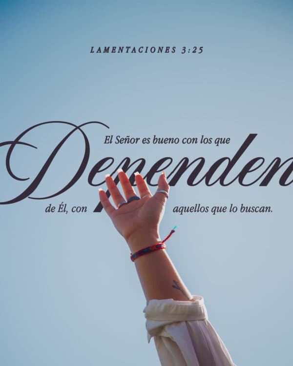 El Señor es bueno con los que dependen de Él, con aquellos que lo buscan. - Lamentaciones 3:25
