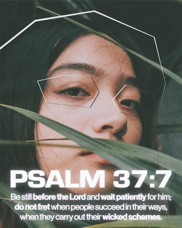 Be still before the Lord and wait patiently for him; do not fret when people succeed in their ways, when they carry out their wicked schemes. - Psalm 37:7