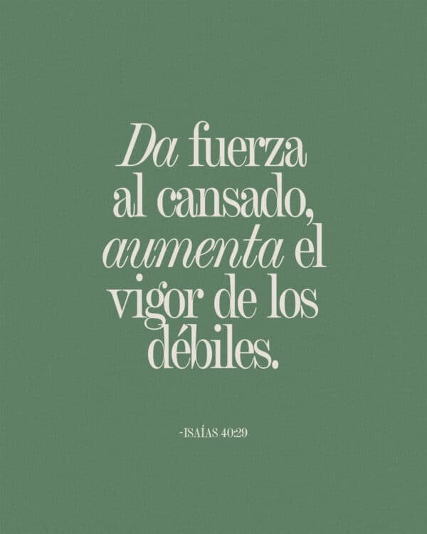 Da fuerza al cansado, aumenta el vigor de los débiles. - Isaías 40:29