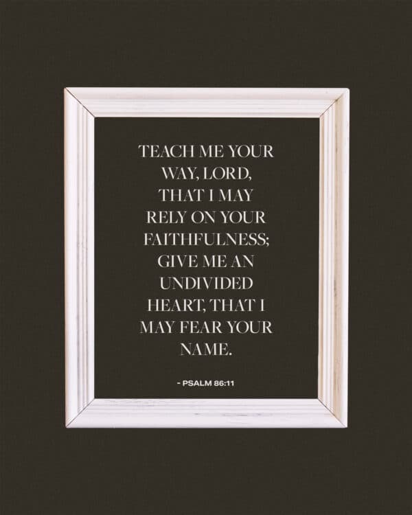 Teach me your way, Lord, that I may rely on your faithfulness; give me an undivided heart, that I may fear your name. - Psalm 86:11