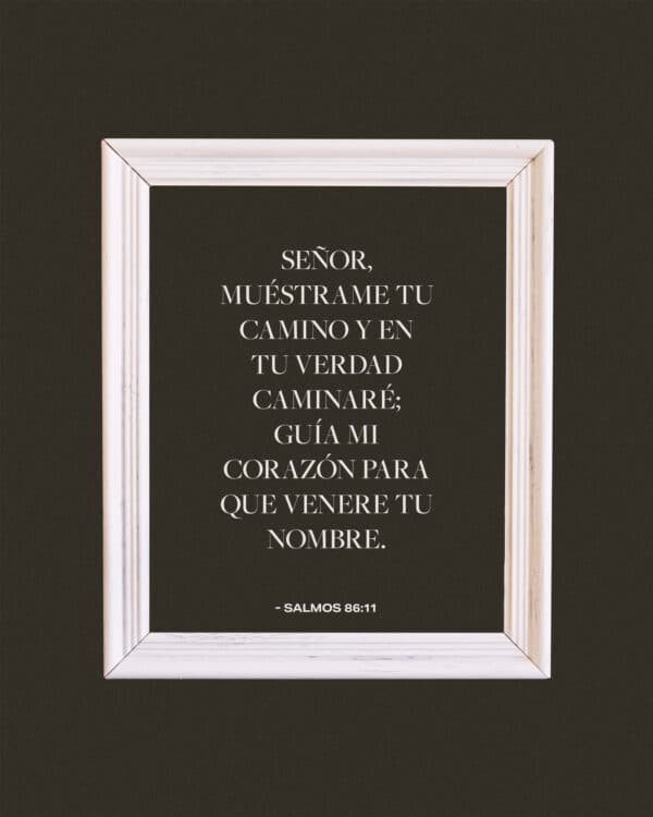 Señor, muéstrame tu camino y en tu verdad caminaré; guía mi corazón para que venere Tu nombre. - Salmos 86:11