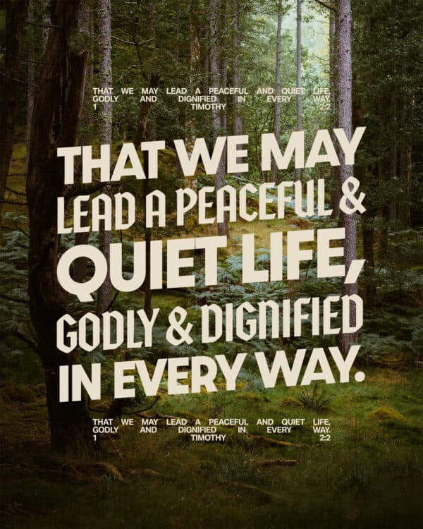 That we may lead a peaceful and quiet life, godly and dignified in every way. - 1 Timothy 2:2