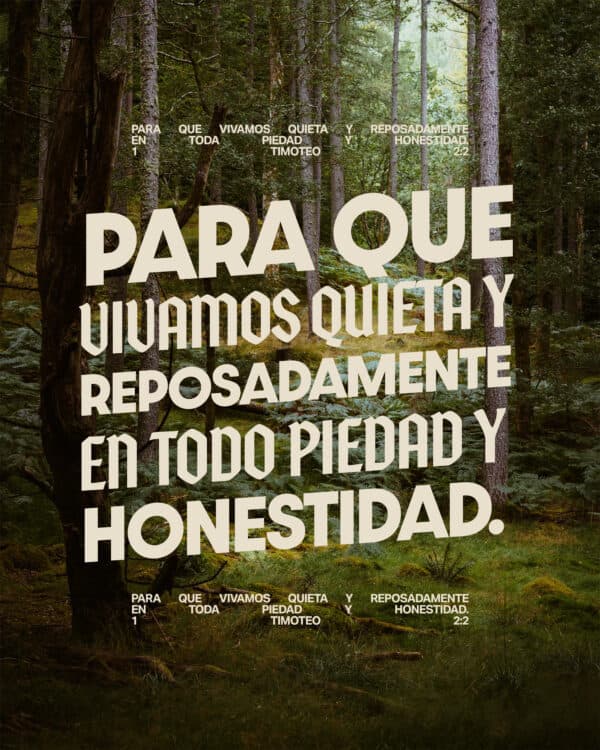 Para que vivamos quieta y reposadamente en toda piedad y honestidad.  - 1 Timoteo 2:2