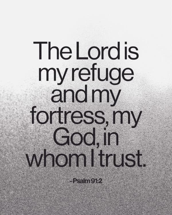 The Lord is my refuge and my fortress, my God, in whom I trust. - Psalm 91:2