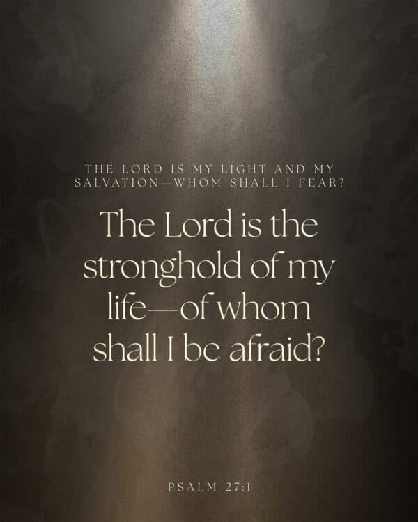 The Lord is my light and my salvation—whom shall I fear? The Lord is the stronghold of my life—of whom shall I be afraid? - Psalm 27:1