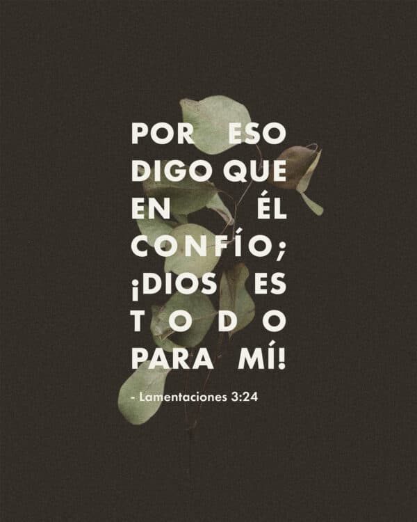 Por eso digo que en Él confío; ¡Dios es todo para mí! - Lamentaciones 3:24