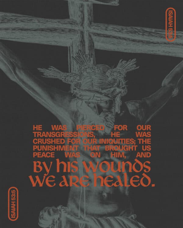 He was pierced for our transgressions, he was crushed for our iniquities; the punishment that brought us peace was on him, and by his wounds we are healed. - Isaiah 53:5