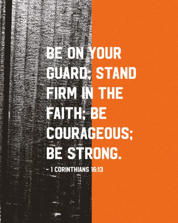 Be on your guard; stand firm in the faith; be courageous; be strong. - 1 Corinthians 16:13