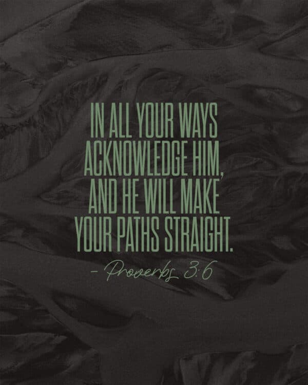 In all your ways acknowledge him, and he will make your paths straight. - Proverbs 3:6
