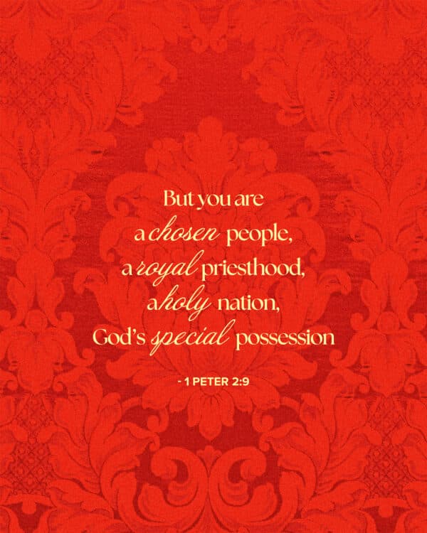 But you are a chosen people, a royal priesthood, a holy nation, God’s special possession - 1 Peter 2:9