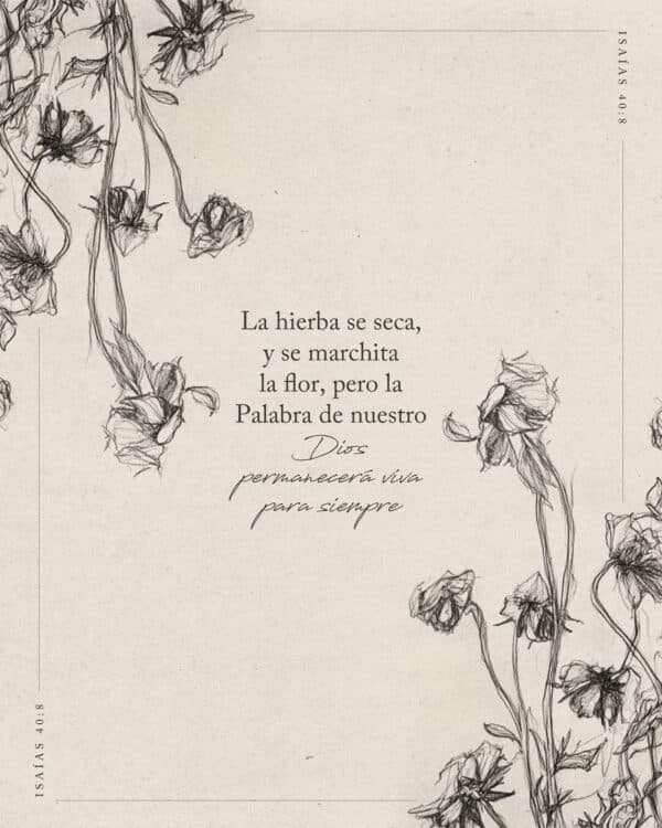 La hierba se seca, y se marchita la flor, pero la Palabra de nuestro Dios permanecerá viva para siempre. - Isaías 4:8