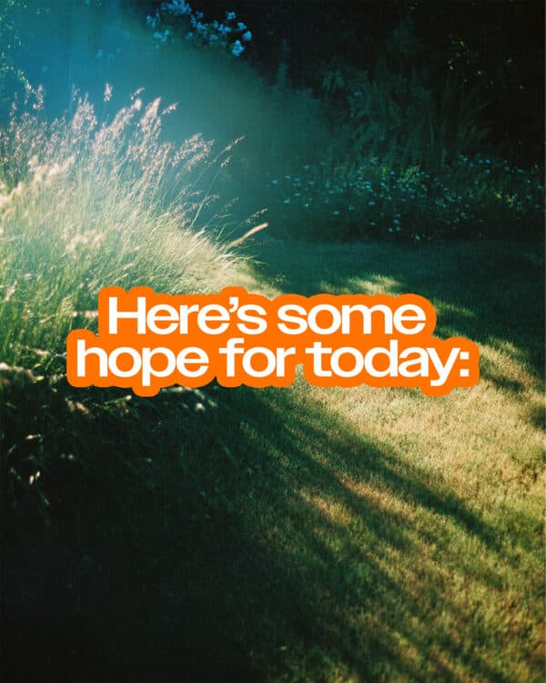 Here’s some hope for today: