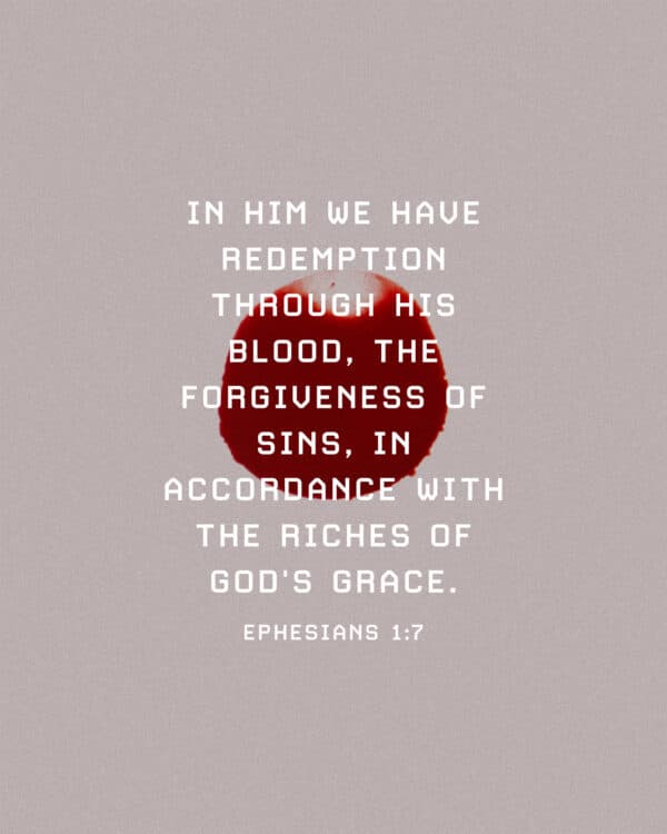 In him we have redemption through his blood, the forgiveness of sins, in accordance with the riches of God's grace. - Ephesians 1:7