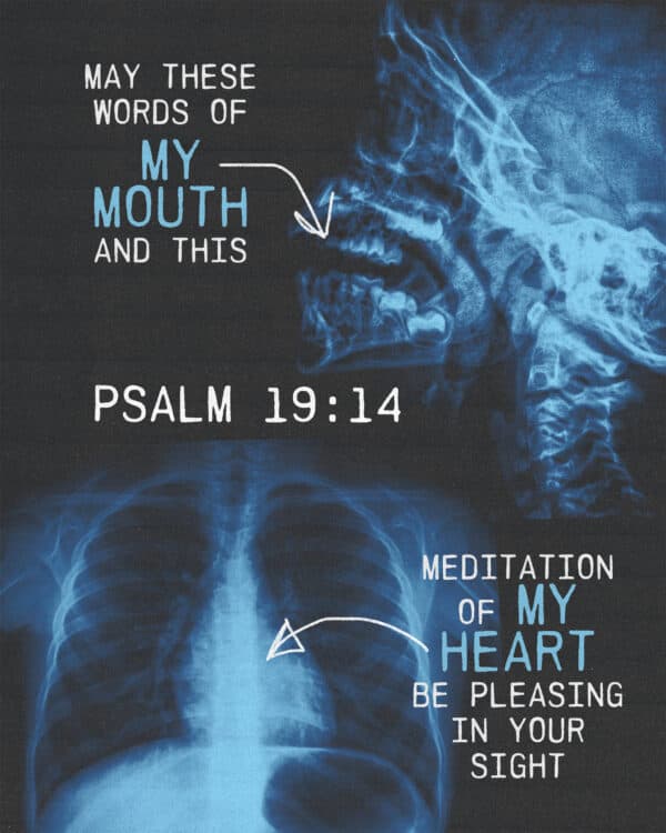 May these words of my mouth and this meditation of my heart be pleasing in your sight. - Psalm 19:14