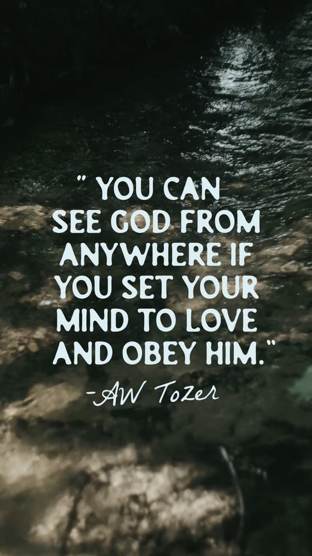 You can see God from anywhere if you set your mind to love and obey Him. – AW Tozer