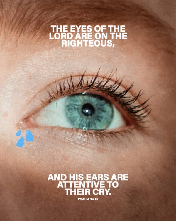 The eyes of the Lord are on the righteous, and his ears are attentive to their cry. - Psalm 34:15