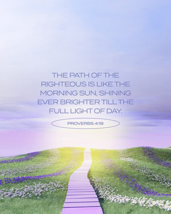 The path of the righteous is like the morning sun, shining ever brighter till the full light of day. - Proverbs 4:18