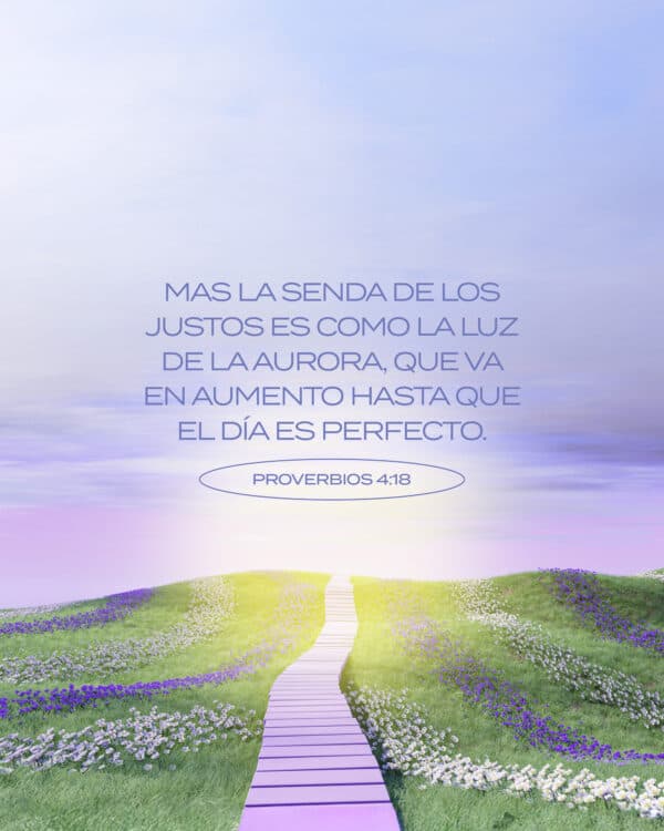 Mas la senda de los justos es como la luz de la aurora, Que va en aumento hasta que el día es perfecto. - Proverbios 4:18