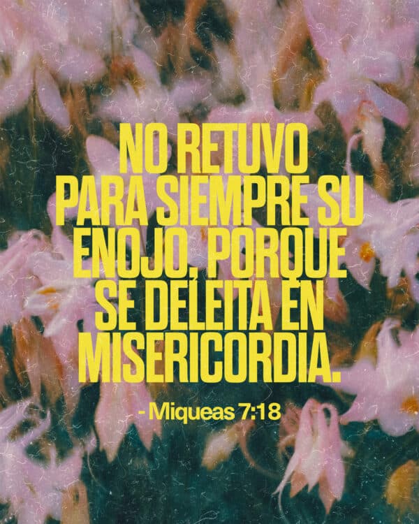 No retuvo para siempre su enojo, porque se deleita en misericordia. - Miqueas 7:18