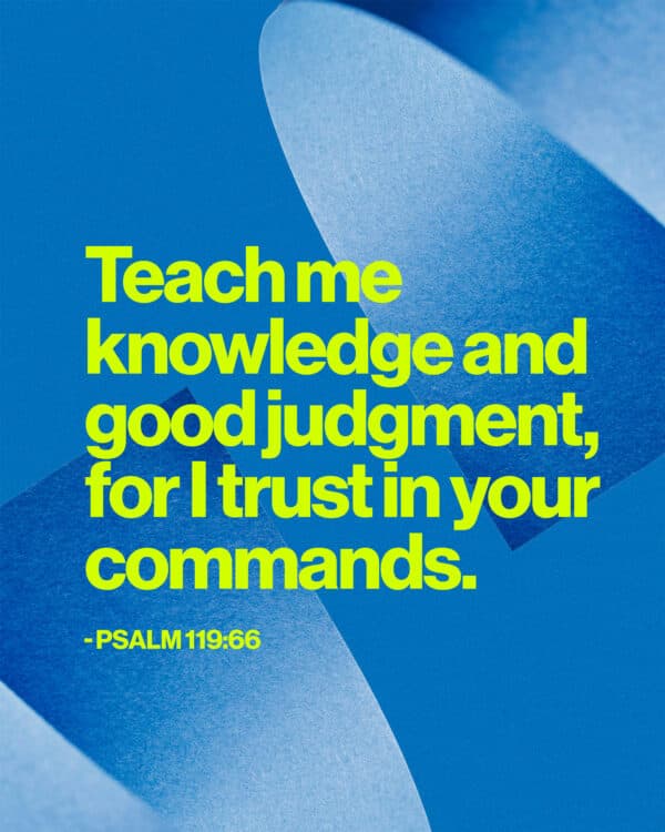 Teach me knowledge and good judgment, for I trust in your commands. - Psalm 119:66
