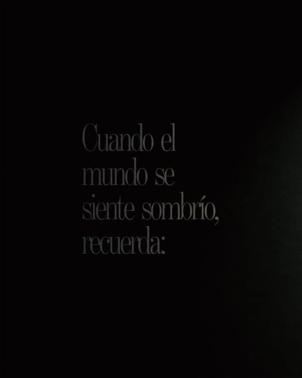 Cuando el mundo se siente sombrío, recuerda: