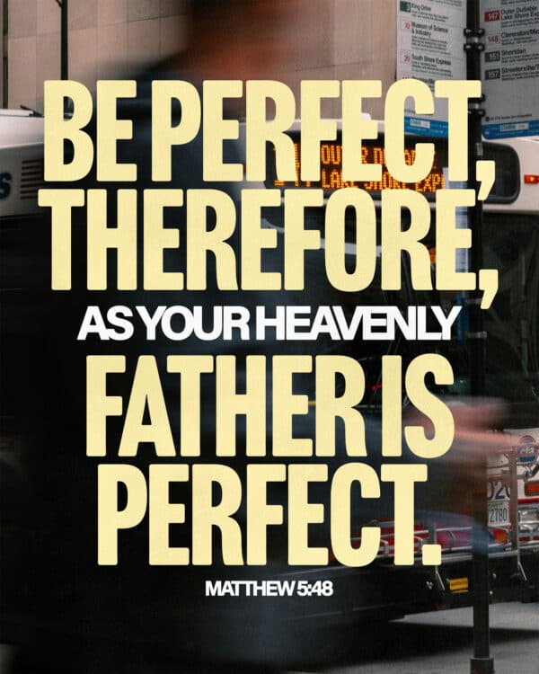 Be perfect, therefore, as your heavenly Father is perfect. - Matthew 5:48