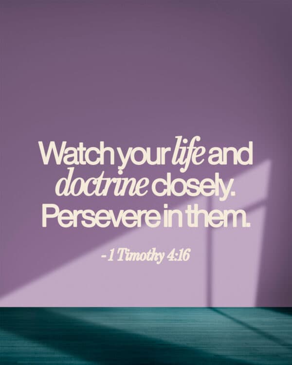 Watch your life and doctrine closely. Persevere in them. - 1 Timothy 4:16