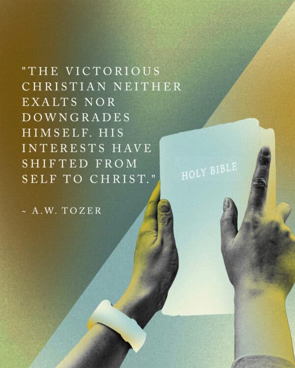 "The victorious Christian neither exalts nor downgrades himself. His interests have shifted from self to Christ." ~ A.W. Tozer