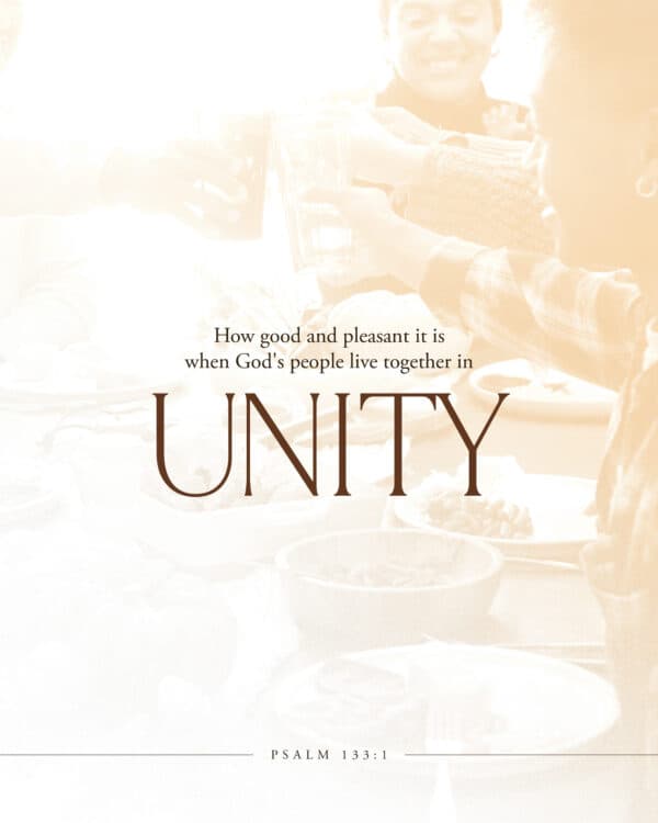 How good and pleasant it is when God's people live together in unity! - Psalm 133:1