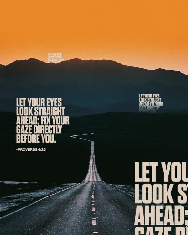 Let your eyes look straight ahead; fix your gaze directly before you. - Proverbs 4:25