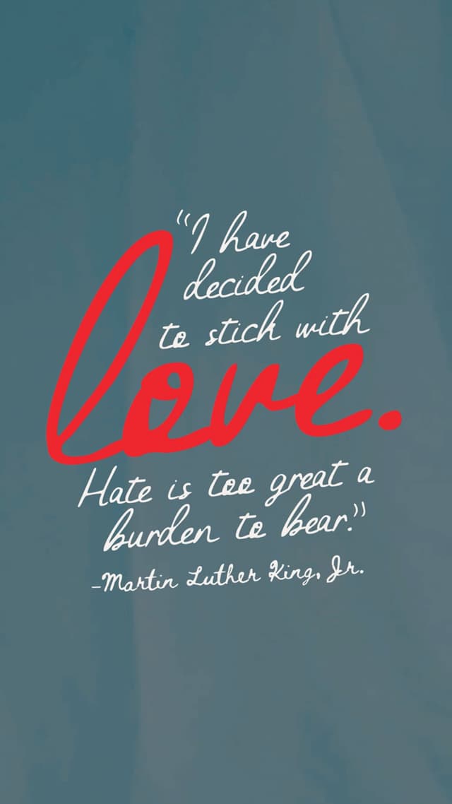 "I have decided to stick with love. Hate is too great a burden to bear". - Martin Luther King, Jr.