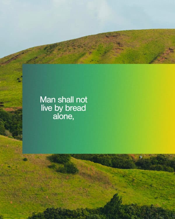 Man shall not live by bread alone, but by every word that comes from the mouth of God. - Matthew 4:4