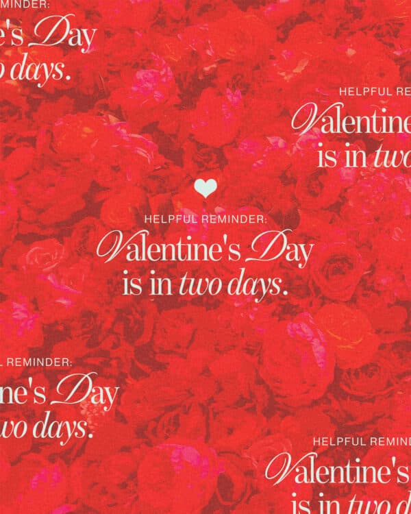 Helpful reminder: Valentine's Day is in two days.