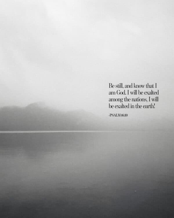 Be still, and know that I am God. I will be exalted among the nations, I will be exalted in the earth! - Psalm 46:10