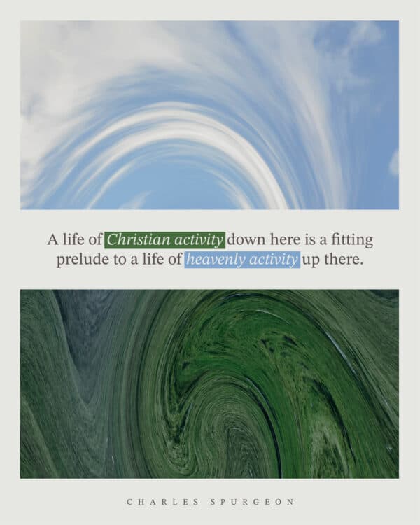 A life of Christian activity down here is a fitting prelude to a life of heavenly activity up there. - Charles Spurgeon