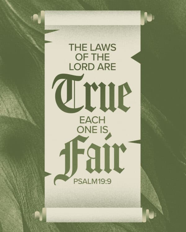 The laws of the Lord are true; each one is fair. - Psalm 19:9