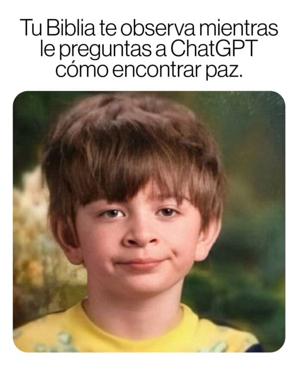 Tu Biblia te observa mientras le preguntas a ChatGPT cómo encontrar paz.