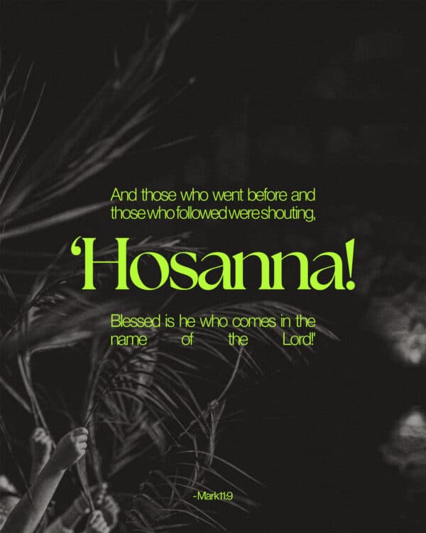 And those who went before and those who followed were shouting, ‘Hosanna! Blessed is he who comes in the name of the Lord!' - Mark 11:9
