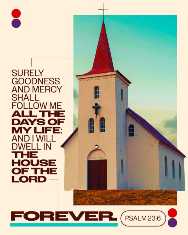 Surely goodness and mercy shall follow me all the days of my life: and I will dwell in the house of the Lord for ever. - Psalm 23:6