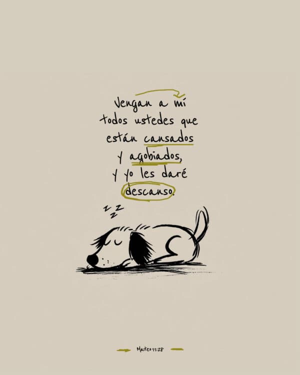 Vengan a mí todos ustedes que están cansados y agobiados, y yo les daré descanso. — Mateo 11:28