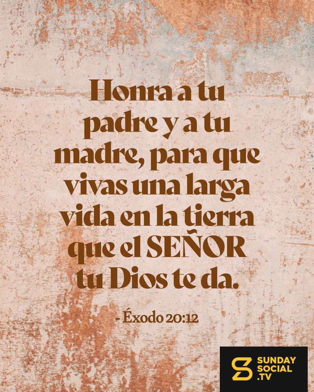 Honra a tu padre y a tu madre, para que vivas una larga vida en la tierra que el SEÑOR tu Dios te da. — Éxodo 20:12