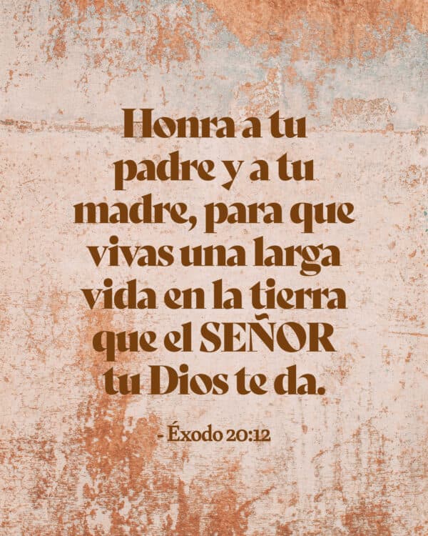 Honra a tu padre y a tu madre, para que vivas una larga vida en la tierra que el SEÑOR tu Dios te da. — Éxodo 20:12