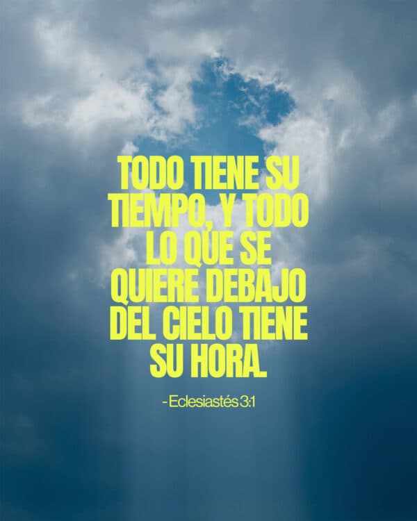 Todo tiene su tiempo, y todo lo que se quiere debajo del cielo tiene su hora. - Eclesiastés 3:1