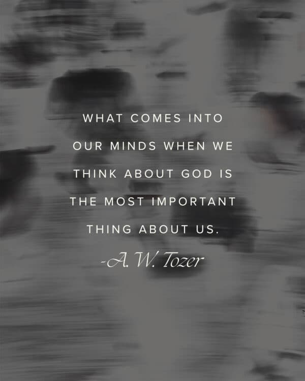 What comes into our minds when we think about God is the most important thing about us. - AW Tozer
