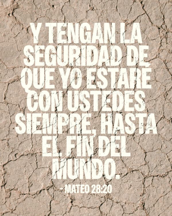 “Y tengan la seguridad de que yo estaré con ustedes siempre, hasta el fin del mundo.”  — Mateo 28:20