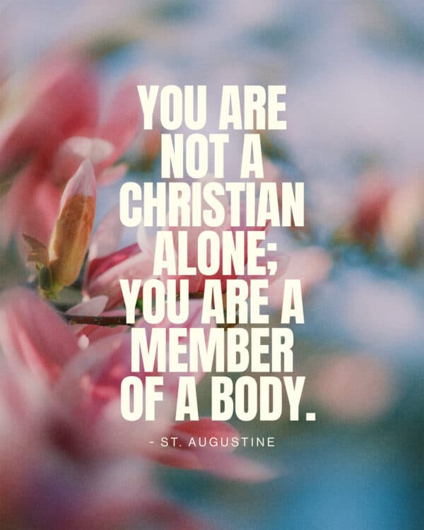 You are not a Christian alone; you are a member of a body. - St. Augustine